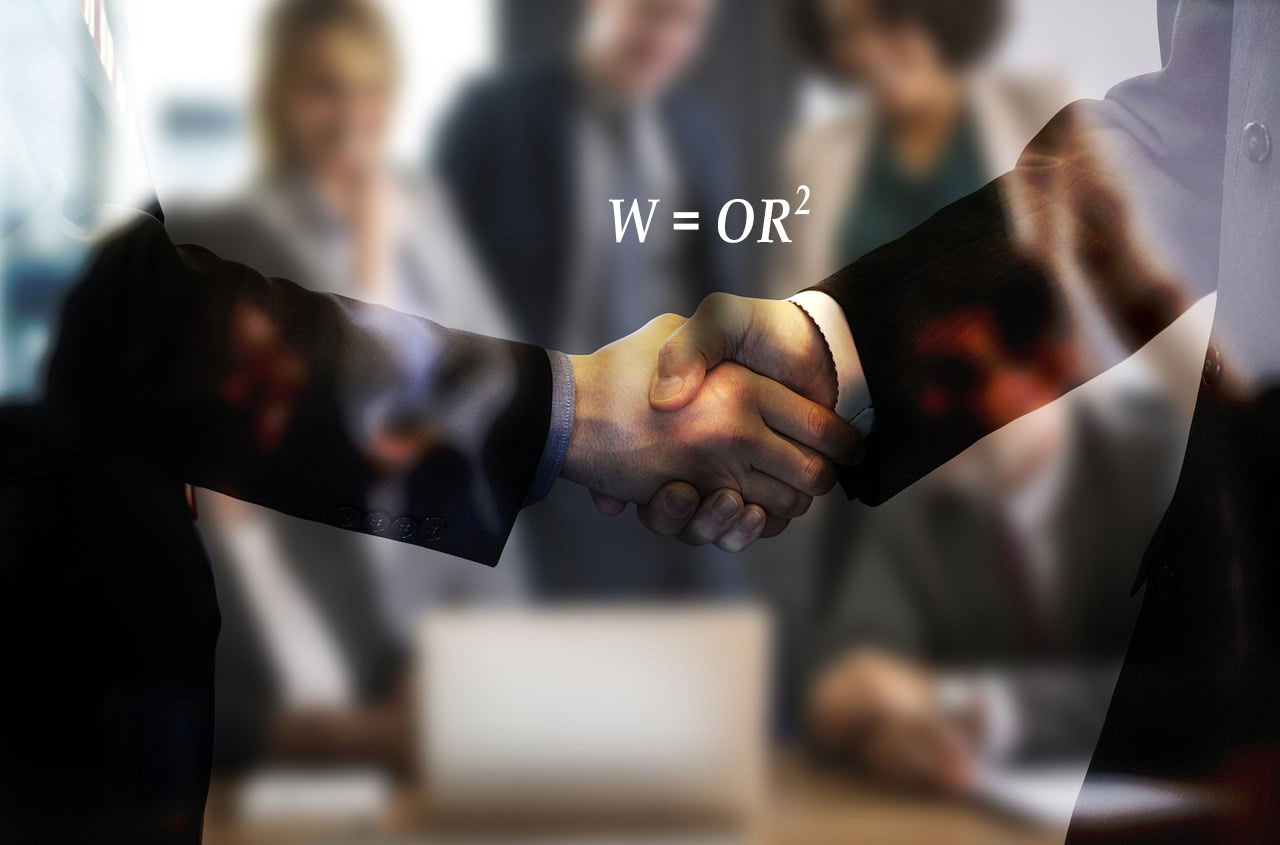 W = O × R² – Waarde is Onbepaalde waarde maal Relatie in het kwadraat